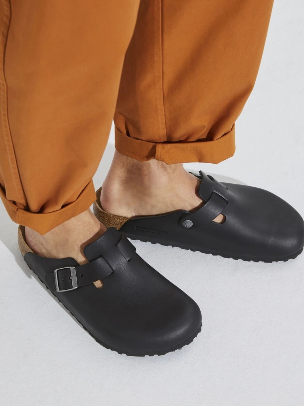 Birkenstock Boston Grip Black Leather Slip-On Clog Women’s Size 38